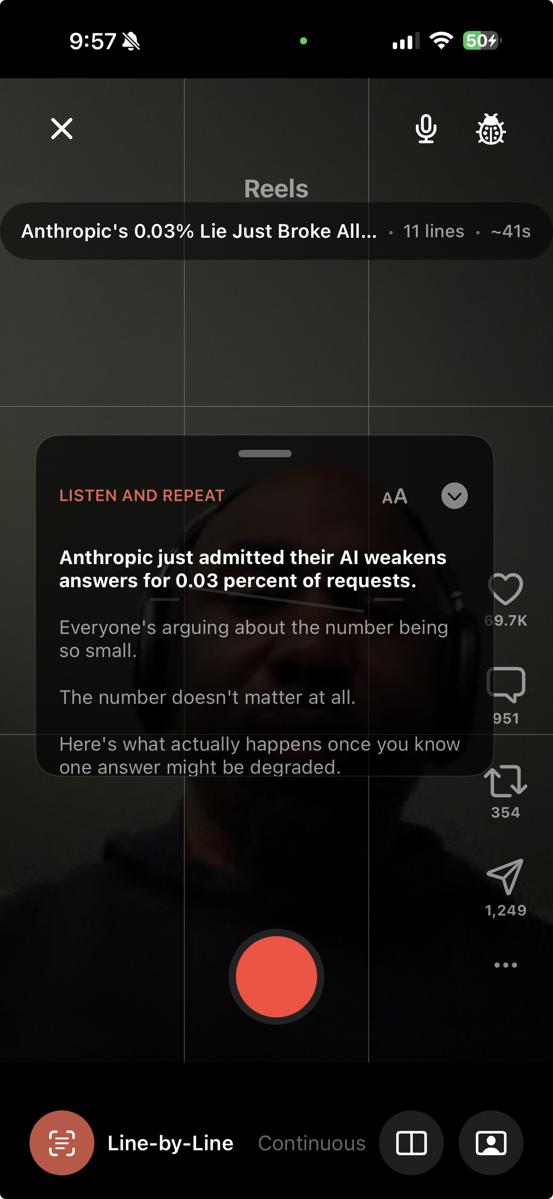 Megaphone app capturing a video
